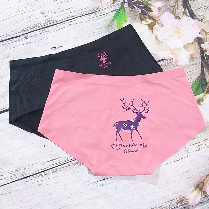Quần lót nữ cao cấp thun lạnh cotton trơn đúc su không viền sexy in hình hươu KIMCHIBIKINI QL173