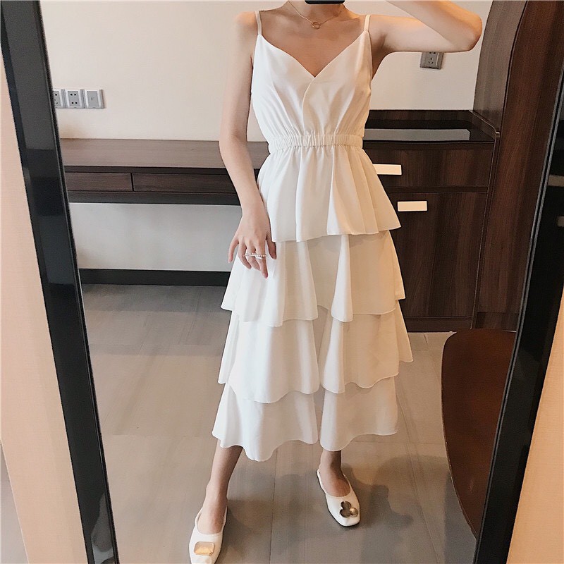 Váy Đầm Xoè Maxi 2 Dây 4 Tầng, Bánh Bèo Cực Đáng Yêu - Mã V09 | BigBuy360 - bigbuy360.vn