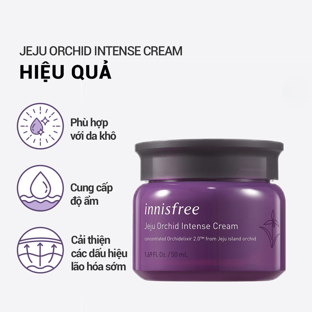 [Mã COSIF05 giảm 10% đơn 400K] Kem dưỡng chống lão hóa hoa lan tím Innisfree Jeju Orchid Intense Cream 50ml