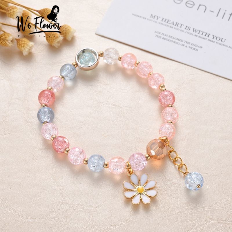 Vòng đeo tay We Flower chuỗi hạt pha lê đáng yêu họa tiết hoa cúc xinh xắn cho nữ