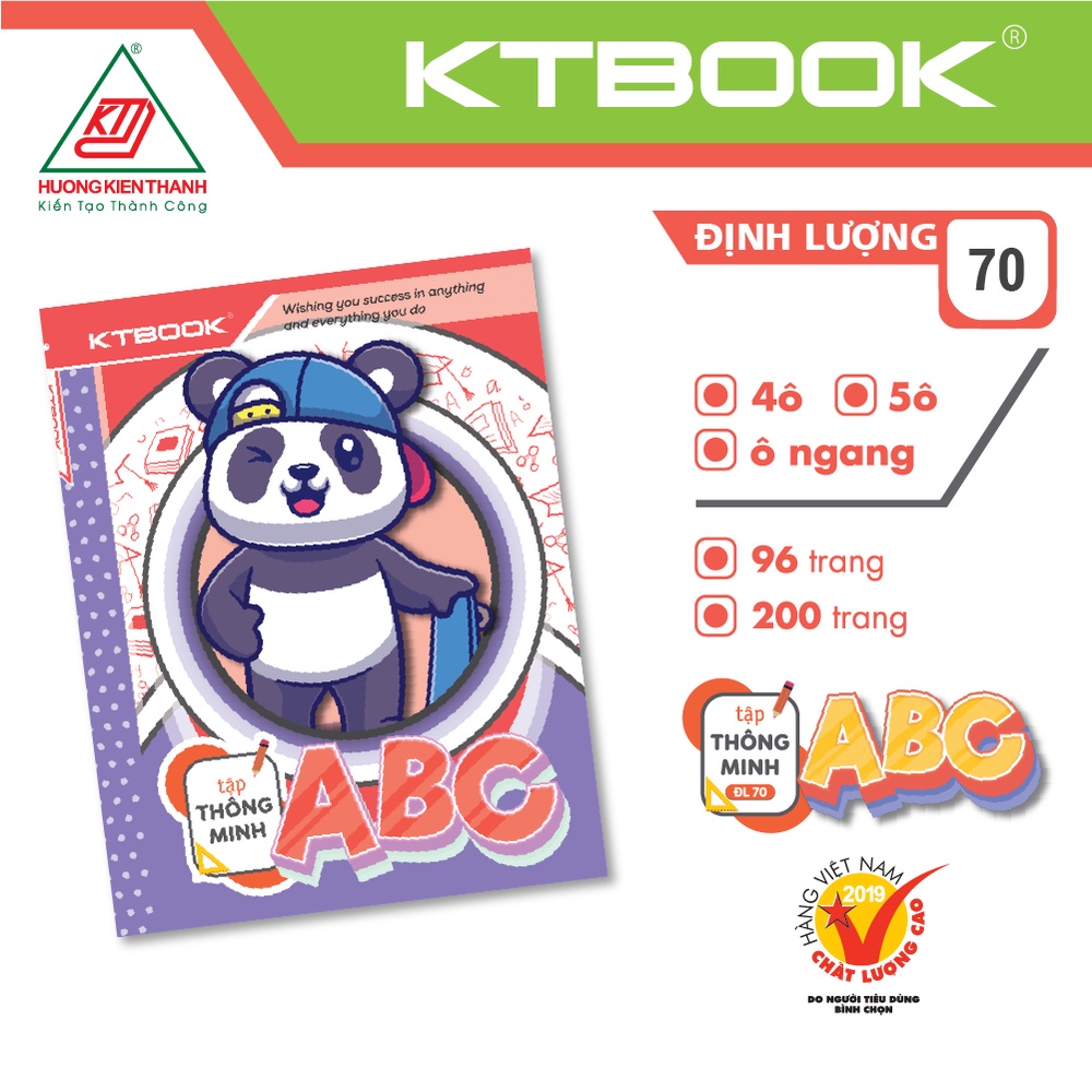 Gói 10 cuốn Tập Học Sinh KTBOOK Cao Cấp Thông Minh ABC giấy trắng tốt ĐL 70 - 96 trang