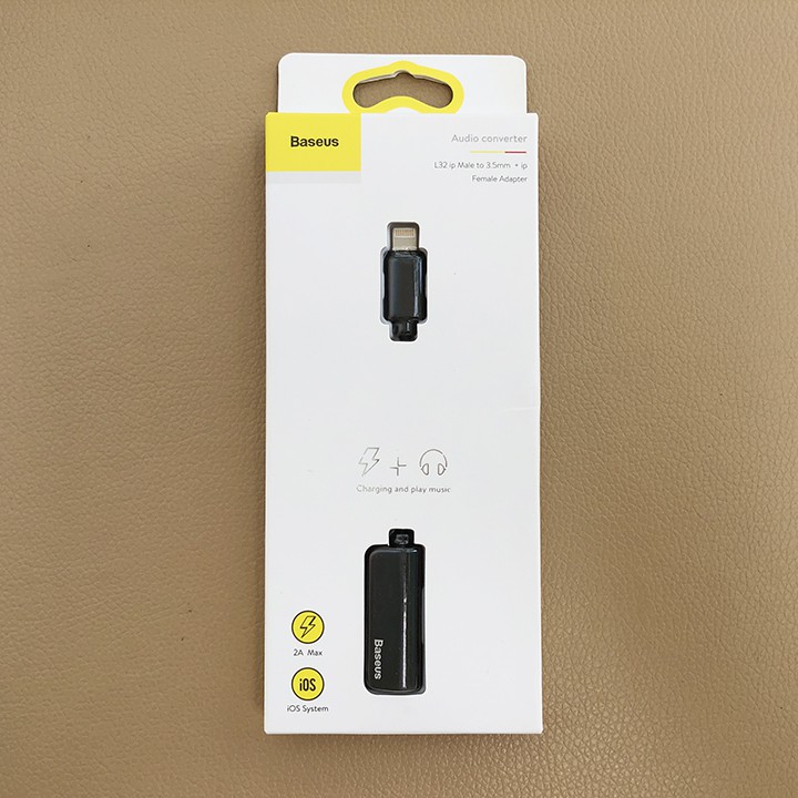 Bộ Chia Chuyển Đổi Âm Thanh Baseus L32 - 2 Trong 1 Lightning Ra Cổng Tai Nghe 3.5 Mm Và Cổng Sạc Cho Iphone