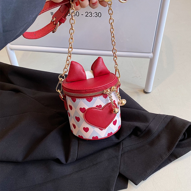 Túi đeo vai nữ IELGY hình trụ phối sợi xích xinh xắn thời trang