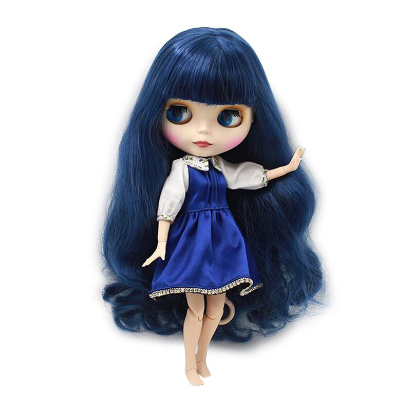 ICY DBS doll 19 joint body dark blue bangs long hair frosted shell can change 19 joint body