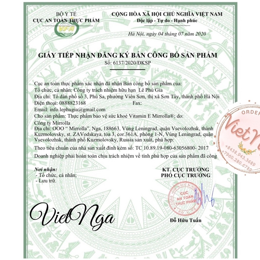 Vitamin E đỏ Nga Mirrolla nhập khẩu chính hãng | Thế Giới Skin Care