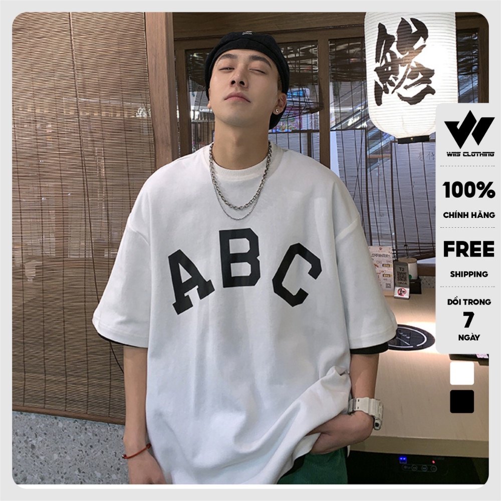 Áo thun tay lỡ form rộng Unisex WIIS Essentials ABC oversize thời trang nam nữ ulzzang