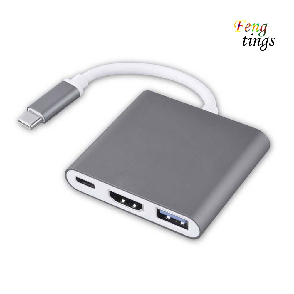 【FT】Type C Male to Type C Female 4K HDMI-compatible USB 3.0 Hub Adapter for Macbook Pro/Air