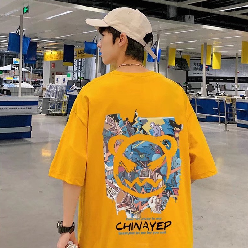 Áo Thun Dáng Rộng In Họa Tiết Hoạt Hình Phong Cách Hàn Quốc Thời Trang Mùa Hè Cho Nam Và Nữ Size M-8XL