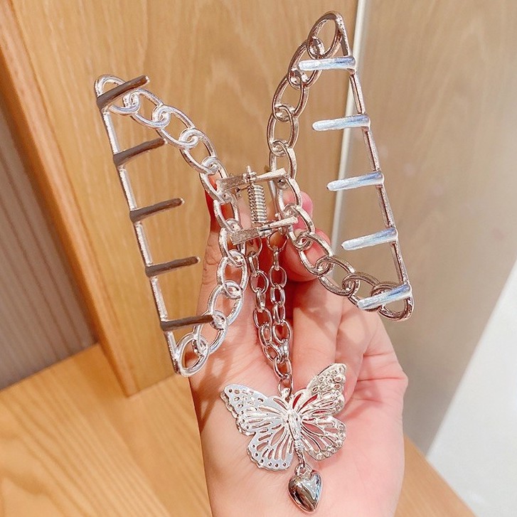 [Rẻ vô địch] KẸP Cặp tóc dây xích bướm màu bạc | BigBuy360 - bigbuy360.vn