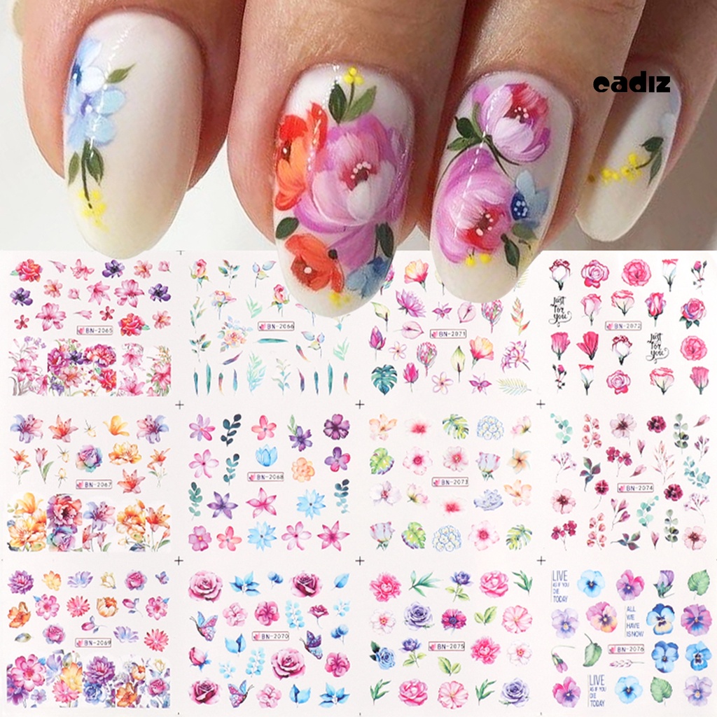 Miếng Dán Trang Trí Móng Tay Họa Tiết Hoa Siêu Mỏng Tiện Dụng Cho Nữ