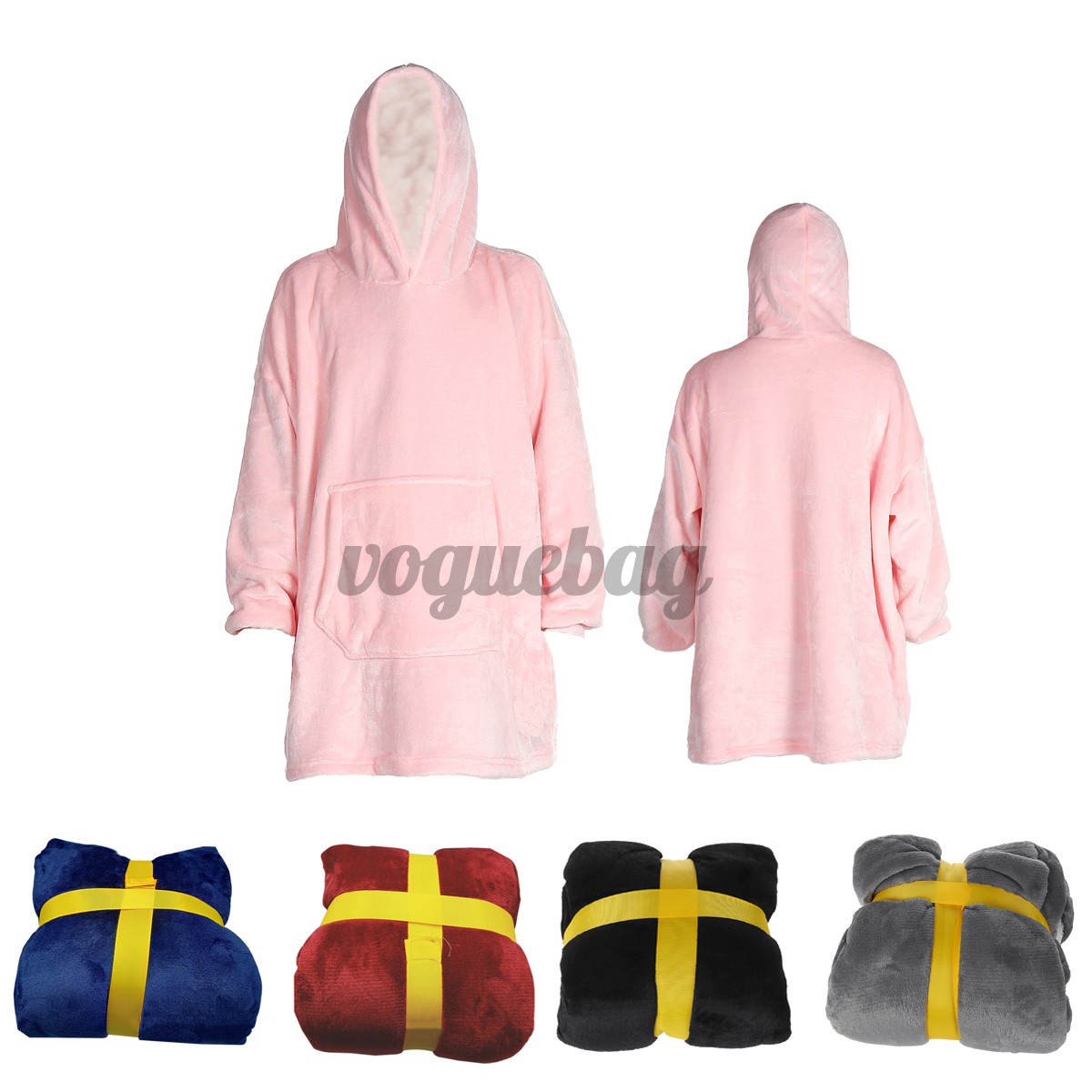 Áo nỉ ngoại cỡ có mũ trùm đầu rộng kiêm chăn lông siêu bông mịn ấm áp | BigBuy360 - bigbuy360.vn