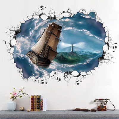 Decan dán tường, tranh dán tường đẹp ô cửa sổ kích thước 60x60cm SK6005