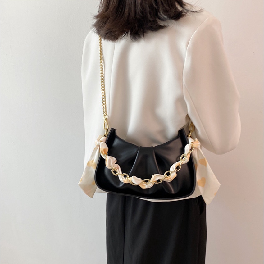 Túi xách nữ đeo chéo kẹp nách đeo vai đi chơi thời trang xích khăn pha màu Bachhoaonline68 552