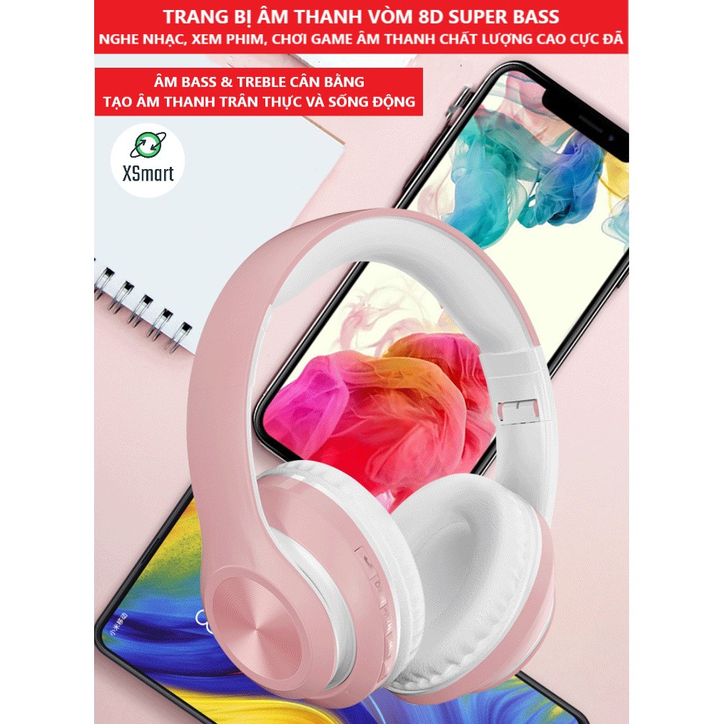 Tai Nghe Bluetooth Không Dây Chụp Tai Headphone VJ039 Super Bass Pro Nghe Nhạc Cực Đã, Tai Phone Ko Dây Điện Thoại