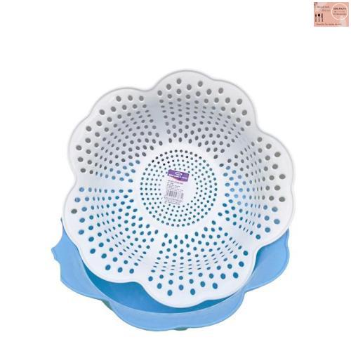 Rổ nhựa đựng đồ có thau đựng, Giá nhưa 2 tầng hoa mai Song Long màu sắc tươi tắn 00392
