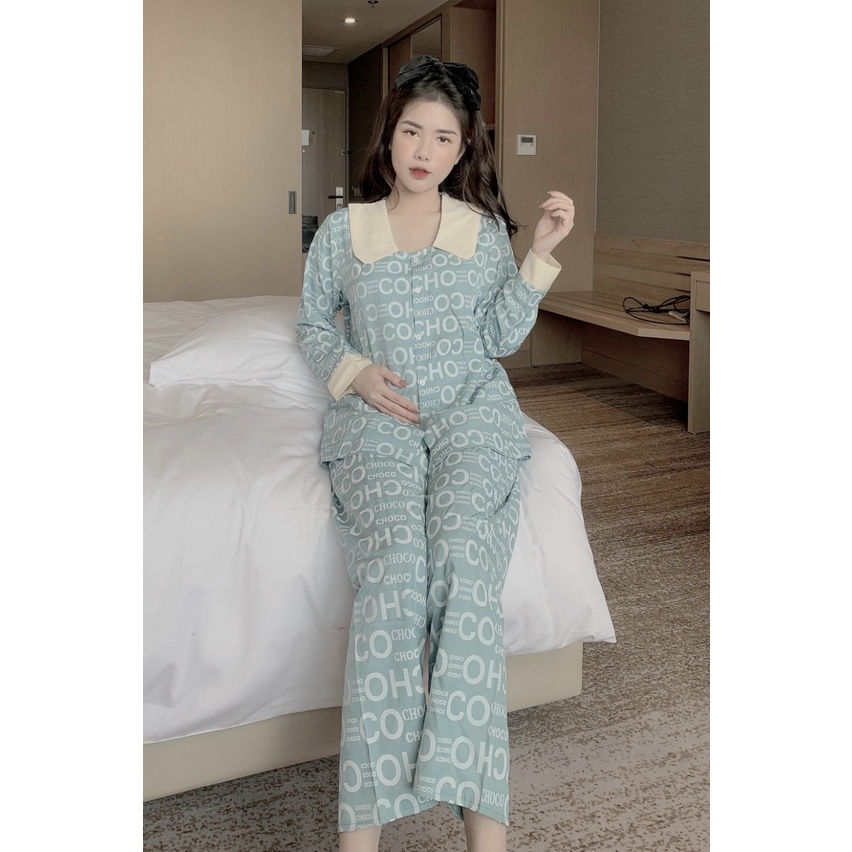 Bộ đồ bầu chất siêu mát hoạ tiết trẻ trung, xinh xắn, mặc ở nhà ra ngoài đều được