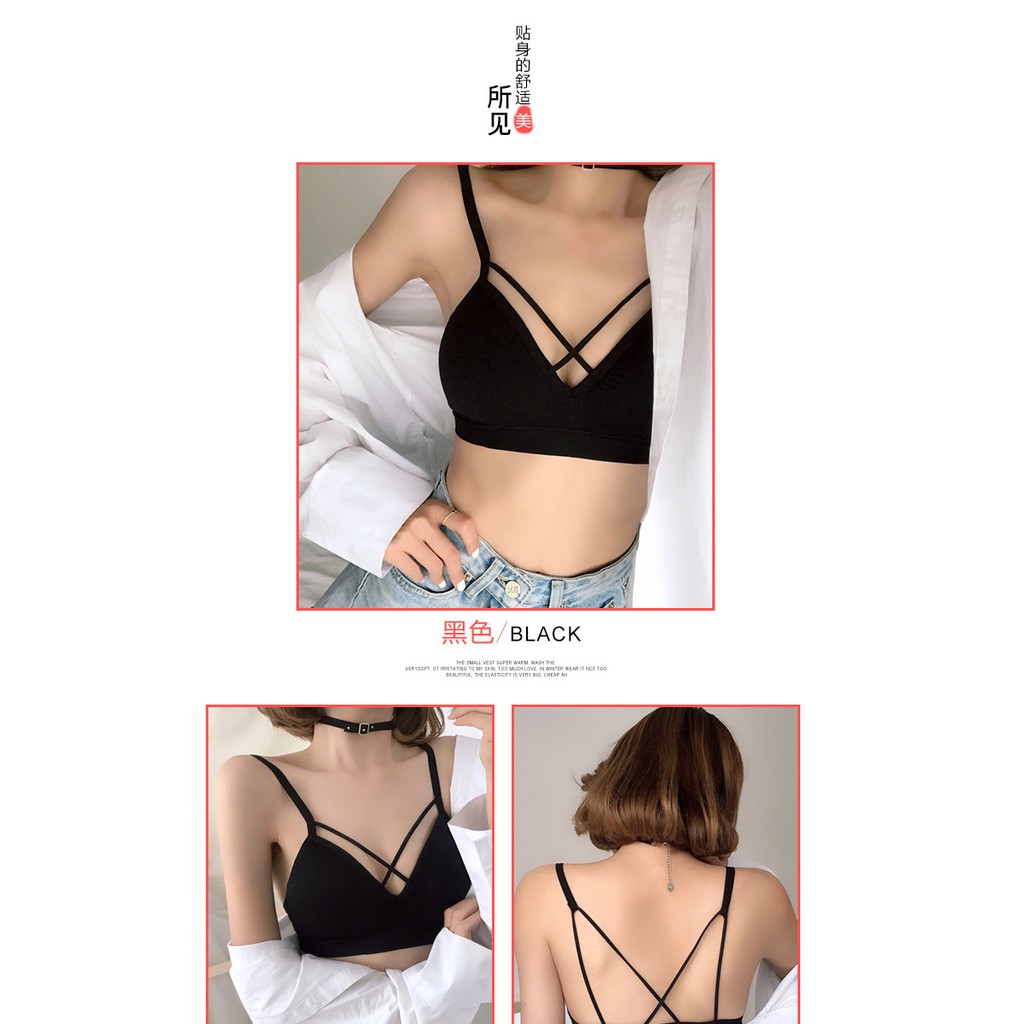 Áo Lót Bra Cotton Dây Đan Chéo Ngực Và Lưng Sexy mã CR3