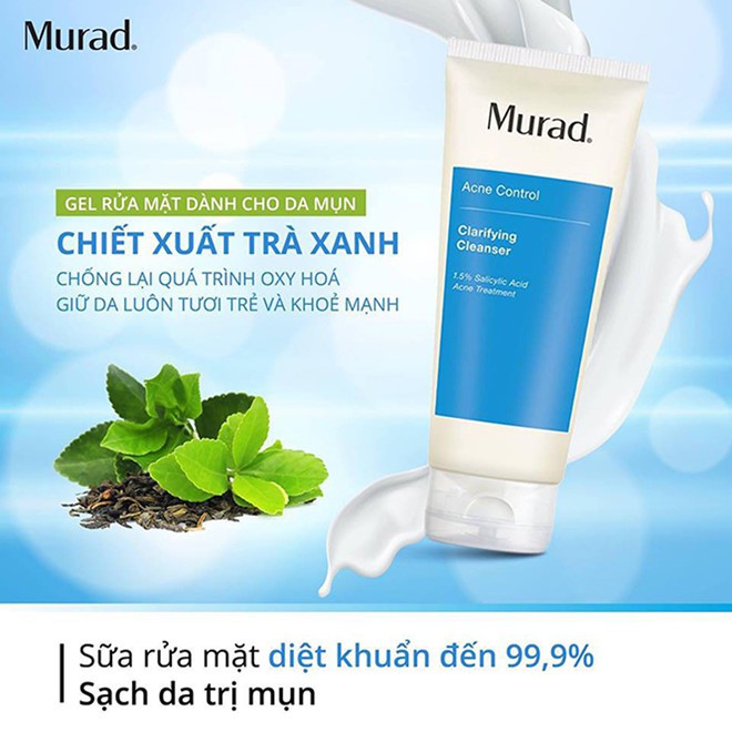 Sữa Rửa Mặt Cho Da Mụn Murad 200ml TẶNG NGAY Sét Bộ Kit Ngừa Mụn Murad