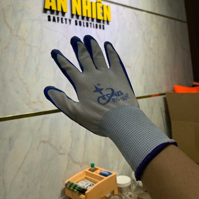 Găng tay bảo hộ, găng tay lao động phủ cao su xanh siêu bền