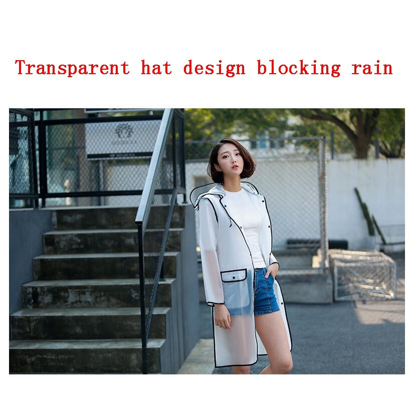 Áo mưa dạng khoác thiết kế trong suốt có nón phối túi tiện dụng cho nam nữ | BigBuy360 - bigbuy360.vn