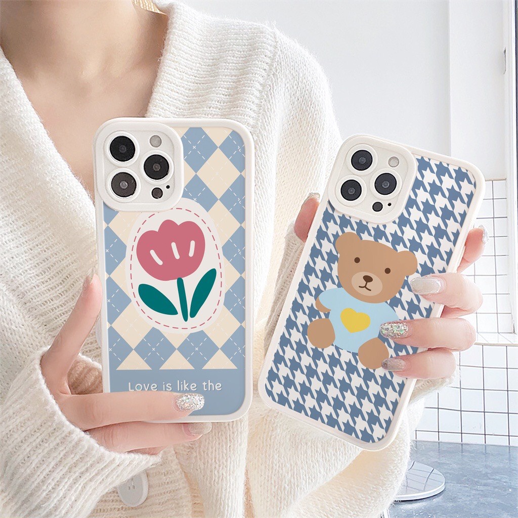 Ốp lưng iphone hoa và gấu 7/8/se2020/XR/7/8plus/X/Xs/Xsmax/11/12/13 Pro max
