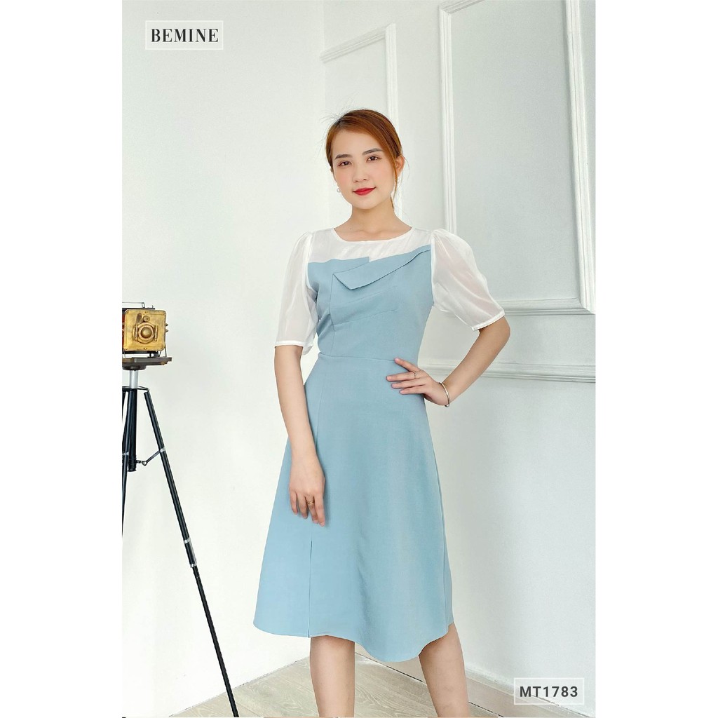 Đầm cúp ngực phối voan BEMINE MT1783XANH | BigBuy360 - bigbuy360.vn