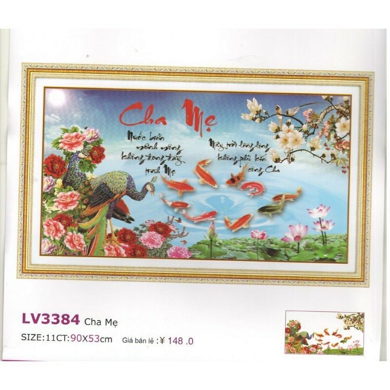 Tranh thêu chữ thập 3D Cha Mẹ Lv3384 kt 90x53cm