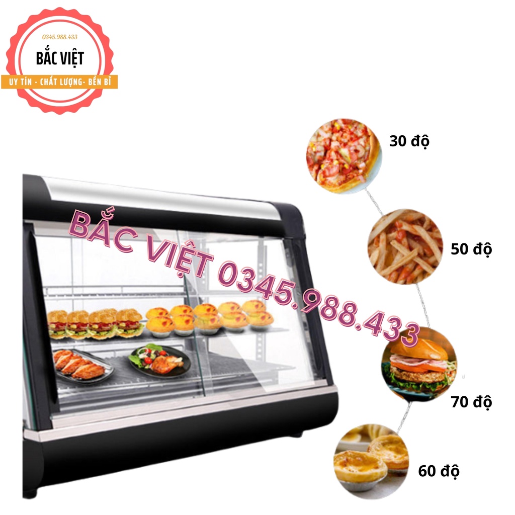 Tủ giữ nóng trưng bày gà rán , các loại đồ ăn chiên nóng loại kính vuông 3 tầng model NB-603- Bảo hành 12 tháng
