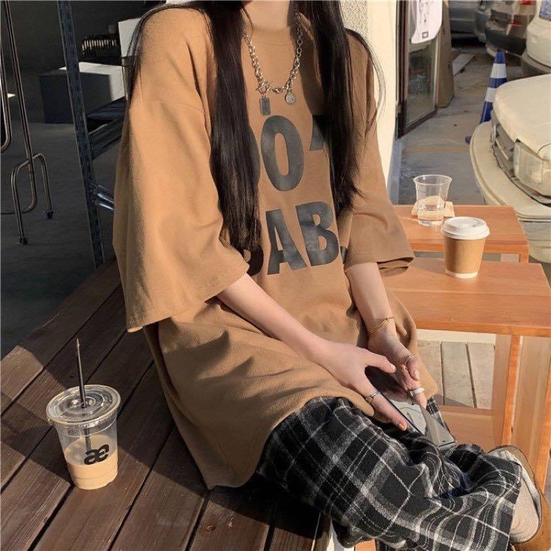 Áo thun cotton tay lỡ dáng rộng unisex 90’s Baby freesize 38-65kg