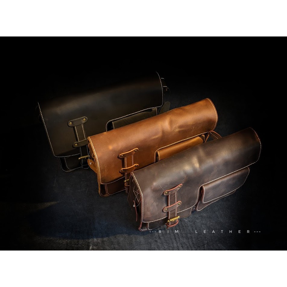 Túi Đeo Chéo Da Bò Dáng Ngang Túi Hộp Khóa Bấm Cá Tính