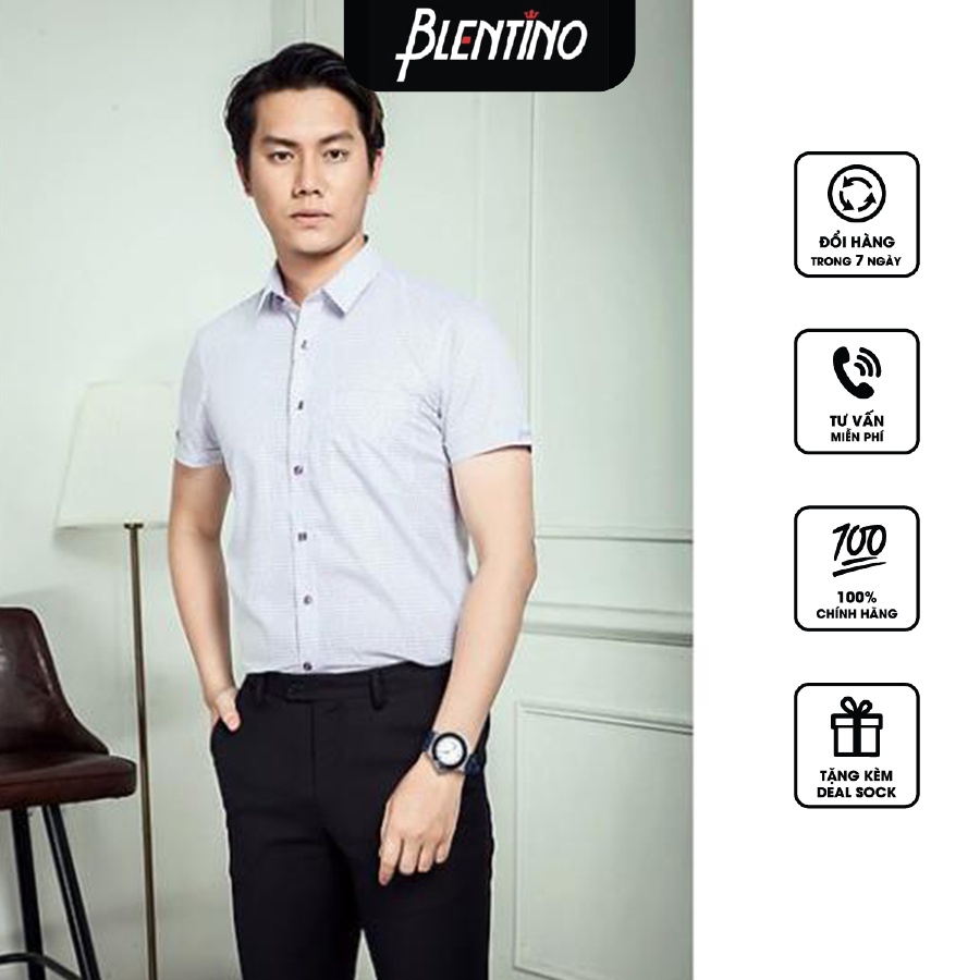 Áo Sơ Mi Nam Regular Fit Tay Ngắn Blentino BCV06 - Hàng Chính Hãng