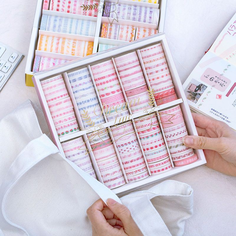 Set 100 cuộn băng dính washi tape trang trí đường viền