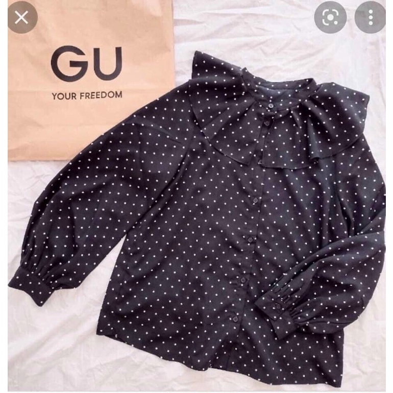 Áo sơmi chấm bi Gu size s