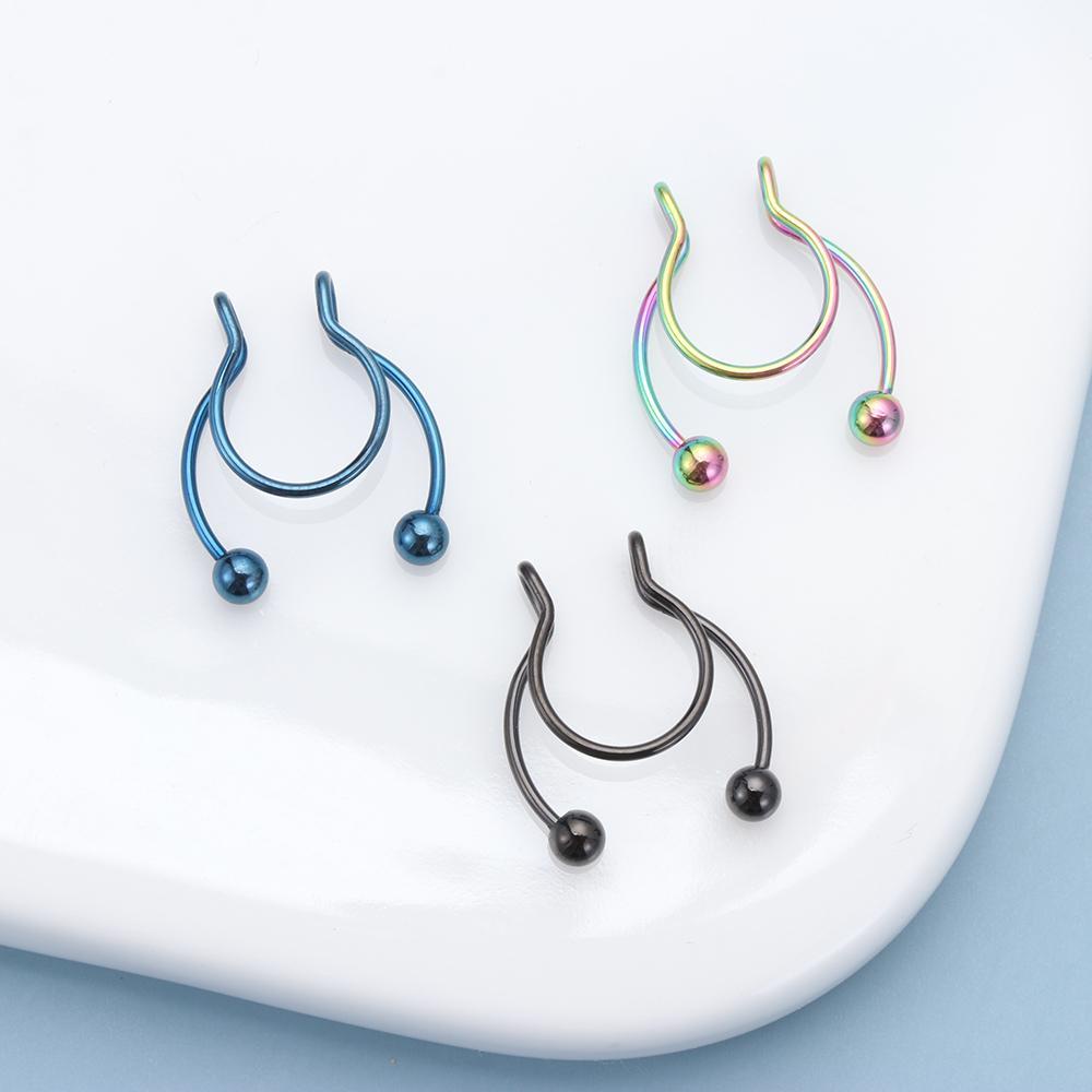 Khuyên Mũi Giả Bằng Thép Không Gỉ Nhiều Màu Thời Trang