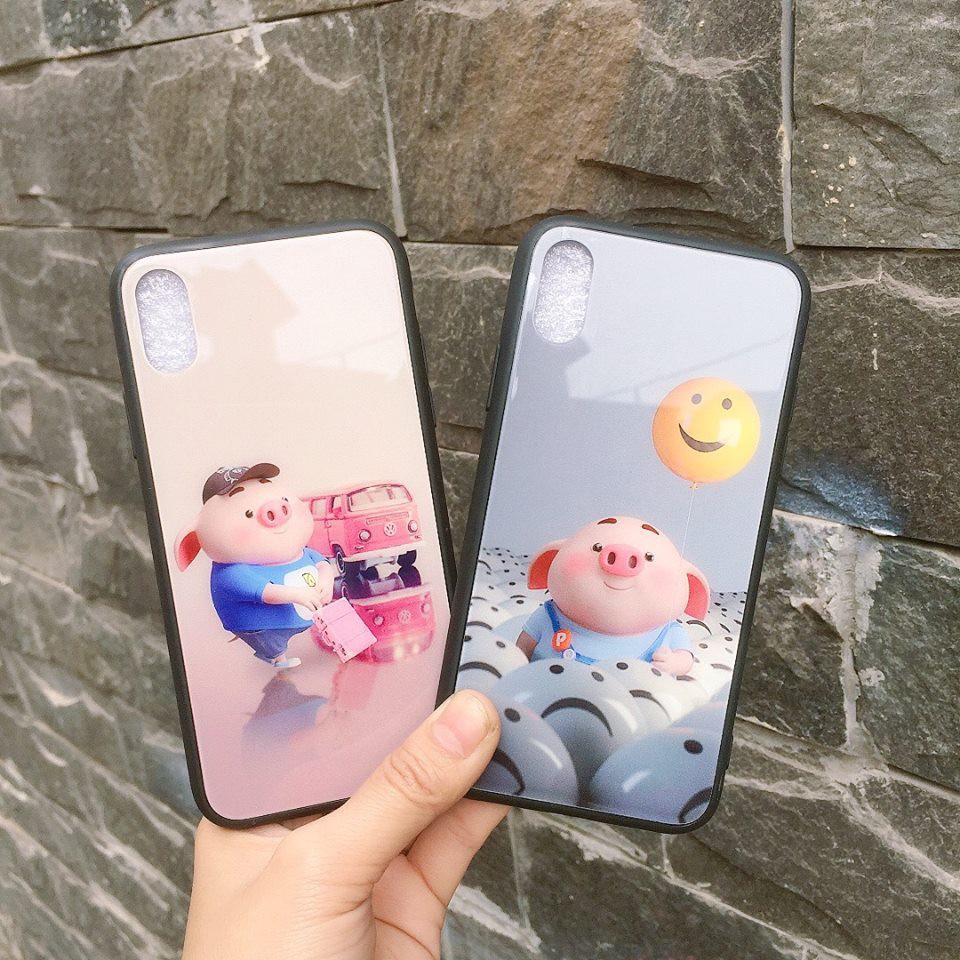 [Có Ảnh Thật + Video] Ốp Kính Hình Heo 2019 Siêu Cute - Kính Thật Chống Trầy Cho Oppo A3S/A83/A7 2018/F5/F7/F9/A59