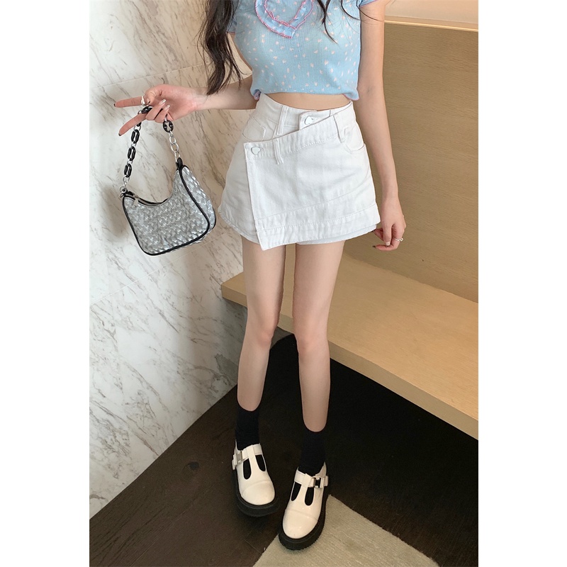 Quần Short Denim Ống Rộng Lưng Cao Co Giãn Mẫu Mới Thời Trang Mùa Hè Phong Cách Trung Hoa