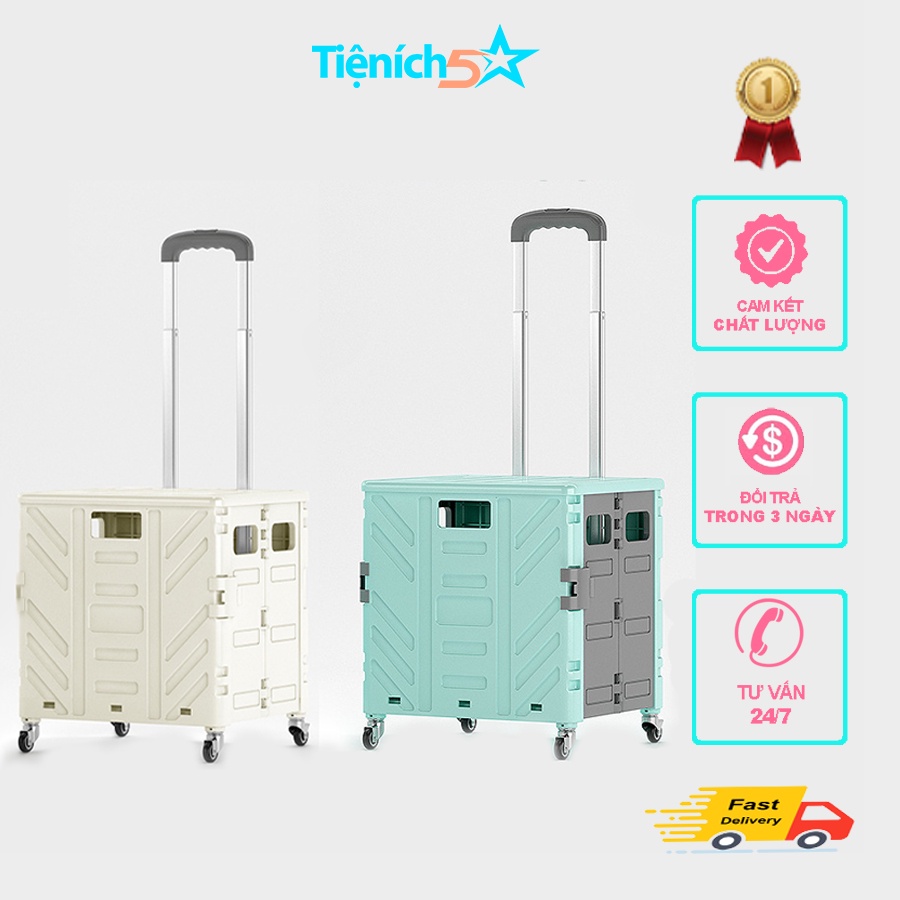 Xe Kéo Gấp Gọn Thông Minh Đi Chợ Đi Siêu Thị Đi Giã Ngoại. Thùng Đựng Đồ Lớn Tiện Lợi Cho Người Nội Trợ Gia Đình