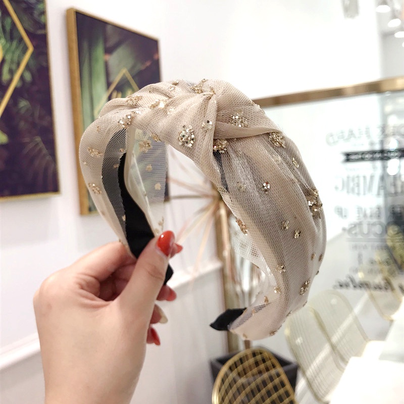 Băng Đô Vải Lưới Đính Kim Sa Thời Trang Dành Cho Nữ