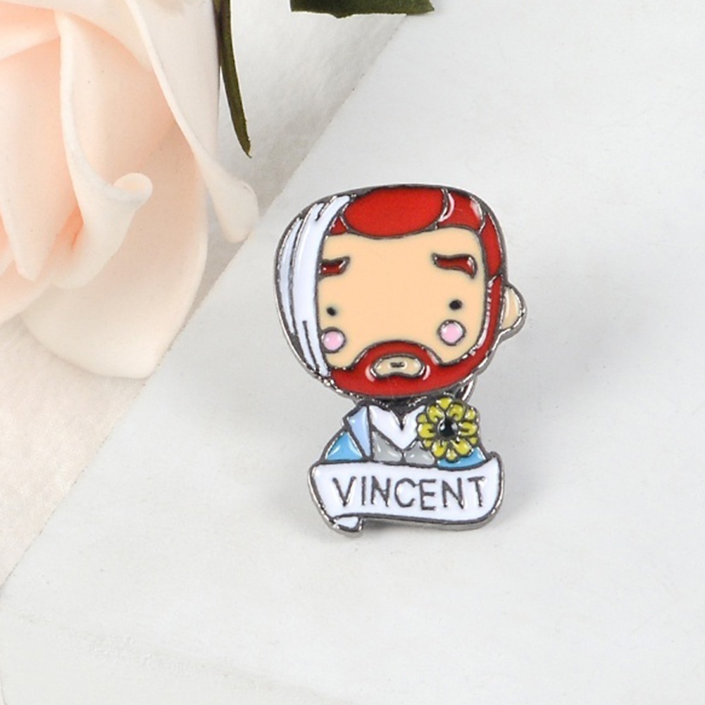 YOML✔Fashion English Letter Vincent Van Gogh Badge Alloy Brooch Pin Clothes Jewelry