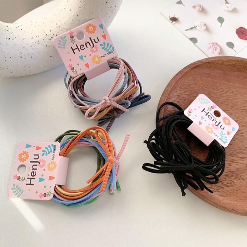 Set 6 Dây Buộc Tóc Màu Sắc Ngọt Ngào Phong Cách Hàn Quốc Cho Nữ