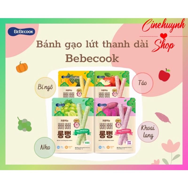 BÁNH GẠO LỨT HỮU CƠ THANH DÀI DẠNG QUE BEBECOOK HÀN QUỐC CHO BÉ