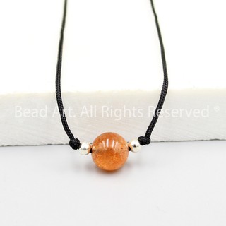 Dây Chuyền (Vòng Cổ) Đá Sunstone Cam (Đá Mặt Trời) 8MM, Trang Sức Phong Thuỷ, Mệnh Hoả, Mệnh Thổ S50 - Bead Art