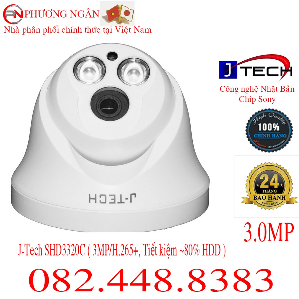 CAMERA IP J-Tech SHD3320C ( 3MP/H.265+, Tiết kiệm ~80% HDD ) GHI HÌNH +GHI ÂM