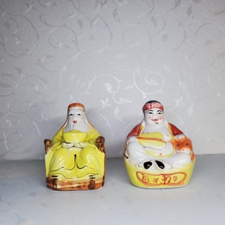 Tượng 2 ông thần tài và thổ địa - gốm sứ bát tràng - dùng để thờ thần tài , hút tài lộc