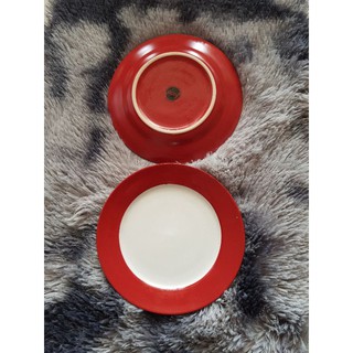 BỘ 10 CÁI DĨA SỨ MÀU ĐỎ LÒNG TRẮNG HÀNG QUÀ TẶNG COMPHO