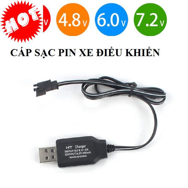 Cáp dây sạc 3,6v 4.8v 6v 7.2v cổng USB đầu ra SM dùng sạc pin điều khiển từ xa