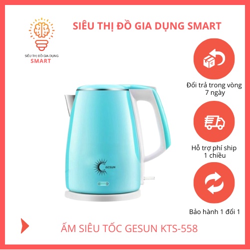 Ấm siêu tốc Gesun Kts-558 1L8, Thương hiệu Đức, cách nhiệt chống giật, Bộ cảm biến nhiệt độ hiện đại - Bảo hành 24 tháng