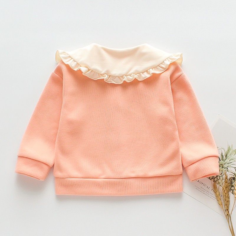 Áo khoác cardigan vải dệt kim cổ búp bê xinh xắn dành cho bé gái