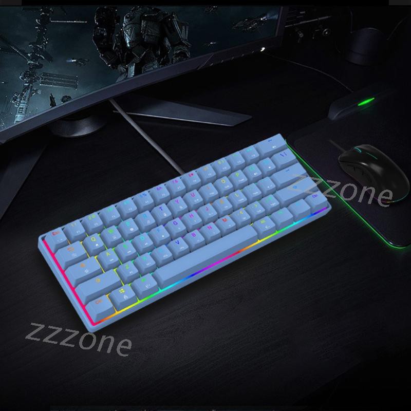 Bàn Phím Cơ Gaming Mini 60%, 61 Phím, Led Rgb