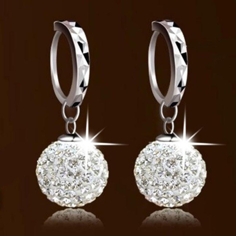 Thời trang Shambala pha lê bạc Hoop Dangle Earrings